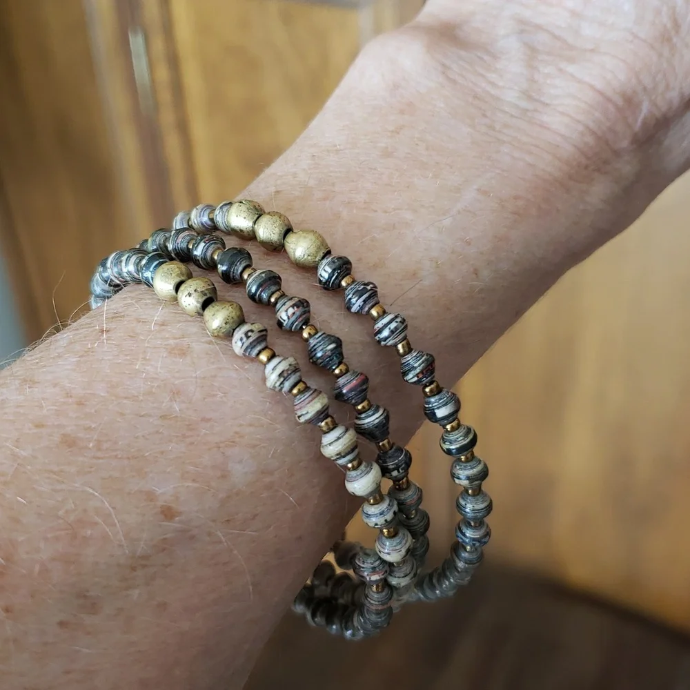 Bead For Life Paper Beaded Spiral Bracelet and Earring Set
